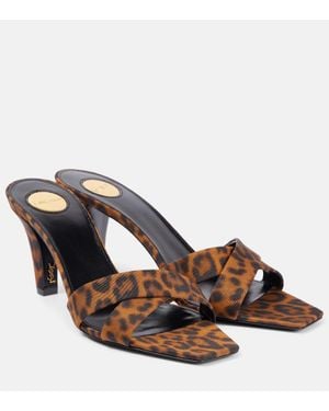 Saint Laurent Jill 75 Leopard-Print Satin Mules - Multicolour