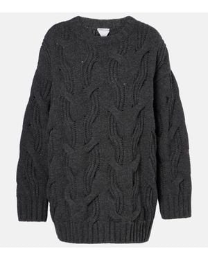 Bottega Veneta Jersey De Lana En Punto Trenzado - Gris
