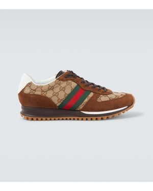 Gucci Zapatillas Re-Motion De Lona Gg Con Ante - Marrón