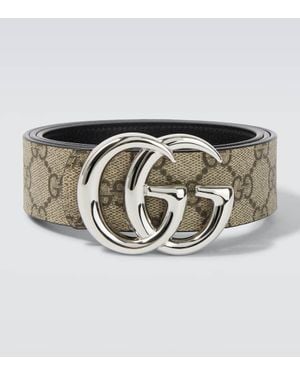 Gucci Gg Faux Leather Belt - Metallic