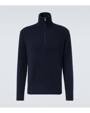 Allude Cashmere Half-Zip Sweater - Blue