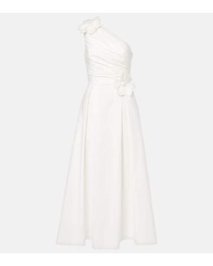 Elie Saab Cotton Popeline Midi Dress - White