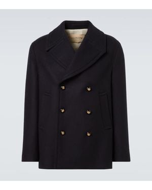 Valentino Double-Breasted Virgin Wool Jacket - Black