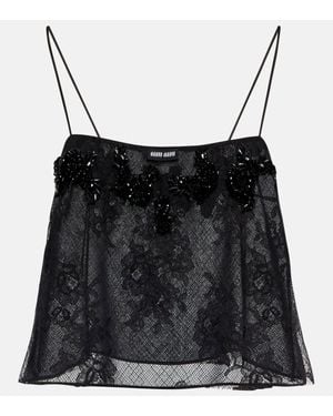 Miu Miu Embellished Lace Camisole - Black