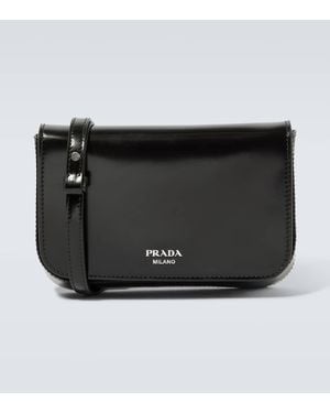 Prada Messenger Bag Mini Aus Leder - Schwarz