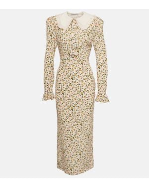 Alessandra Rich Floral Shirt Dress - Natural