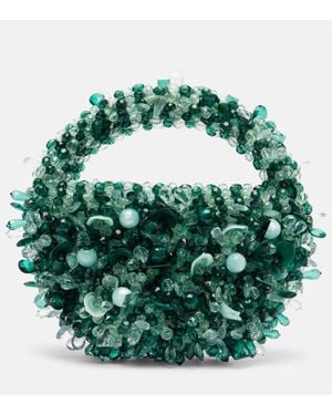 Clio Peppiatt Sirena Beaded Tote Bag - Green