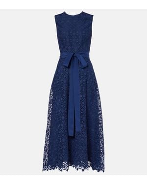 Elie Saab Bow-Detail Macrame Midi Dress - Blue