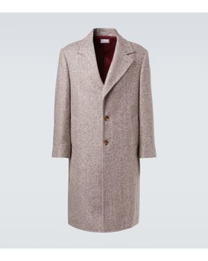 Brunello Cucinelli Herringbone Wool And Alpaca-Blend Overcoat - Brown