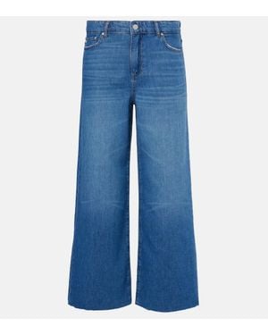 AG Jeans Saige Mid-Rise Wide-Leg Jeans - Blue
