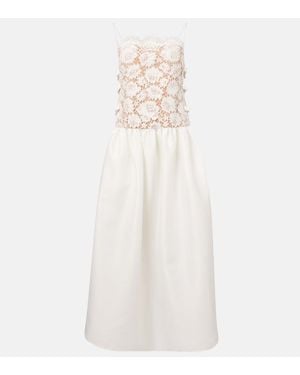 Self-Portrait Bow-Detail Lace And Satin Maxi Dress - White