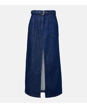 Dries Van Noten Gonna Lunga Di Jeans Con Cintura - Blu