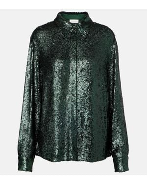 Dries Van Noten Hemd Mit Pailletten - Grün