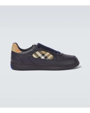 Burberry Sneakers Check Aus Leder - Blau