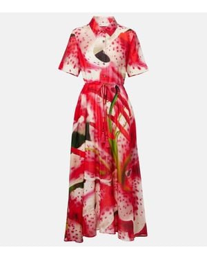Tory Burch Hemdblusenkleid Aus Seide Und Baumwolle - Rot
