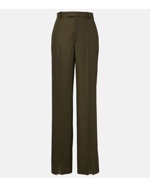 Gucci Wool And Mohair Wide-Leg Pants - Green