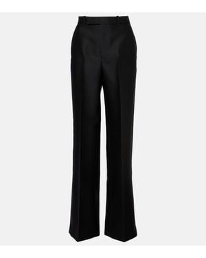 Gucci Wool And Silk Gabardine Straight Trousers - Black