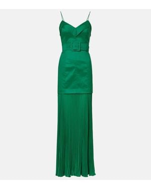 Rebecca Vallance Bailey Belted Pleated Maxi Dress - Green