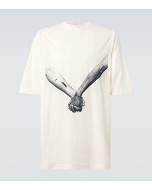 Rick Owens Bedrucktes T-Shirt Jumbo Aus Baumwoll-Jersey - Natur