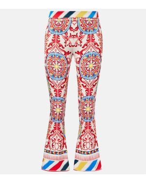 Dolce & Gabbana Cropped Printed Silk-Blend Flared Trousers