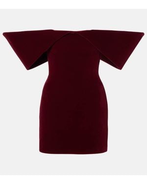 David Koma Off-Shoulder Velvet Minidress - Red