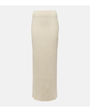 TOTEME Cotton-Blend Boucle Maxi Skirt - White