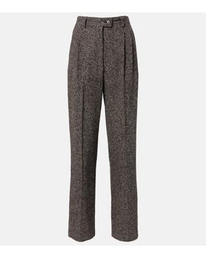 The Row Virgil Silk-Blend Tweed Wide-Leg Trousers - Grey