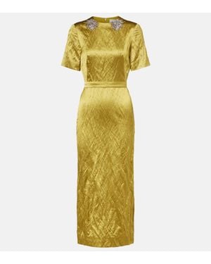 Erdem Embellished Satin Midi Dress - Metallic