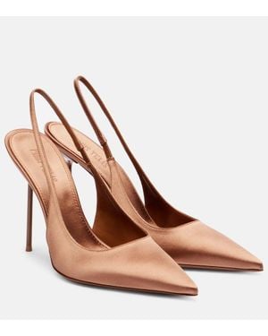 Paris Texas Slingback-Pumps Lidia 105 Aus Satin - Braun
