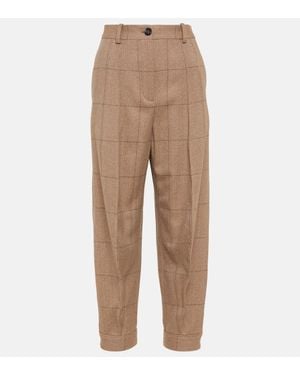 Loro Piana Aniston High-Rise Tapered Cashmere Pants - Natural