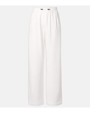 Brunello Cucinelli Cotton-Blend Straight Trousers - White