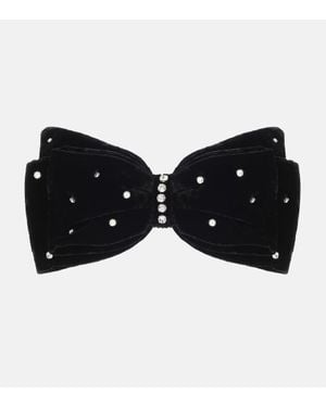 Miu Miu Exclusivo en Mytheresa – pasador de terciopelo con cristales - Negro