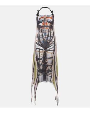 Y. Project Vestido Midi Bondage Estampado - Multicolor