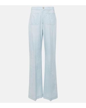 Polo Ralph Lauren Pantalones Anchos De Chambray De Algodon - Azul