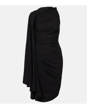 Bottega Veneta Embellished Draped Jersey Midi Dress - Black