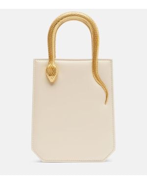 BVLGARI Serpentine Small Embellished Leather Tote Bag - Natural