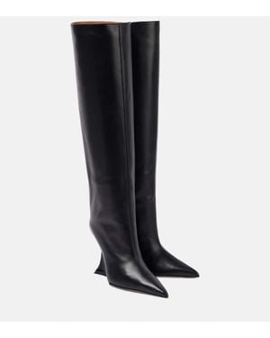 Paris Texas Nina 105 Leather Knee-High Boots - Black