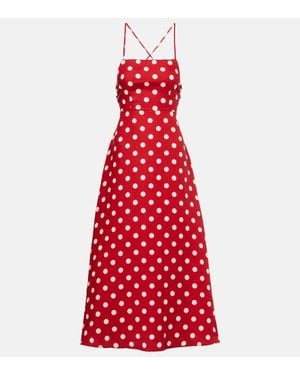 Posse Lori Polka-Dot Linen Maxi Dress - Red