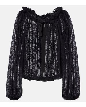 Patou Bluse Aus Spitze - Schwarz