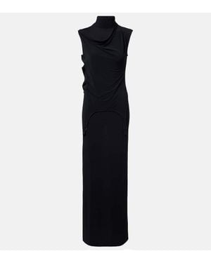 Jean Paul Gaultier Draped Jersey Maxi Dress - Blue