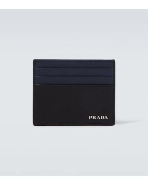 Prada Saffiano Leather Card Holder - Blue