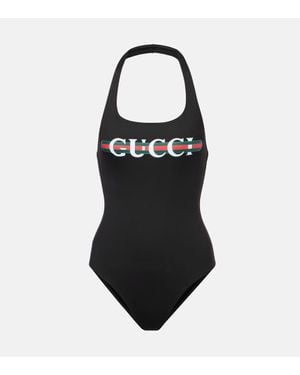 Gucci Sparkling Jersey Swimsuit With Print - Black
