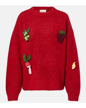 ALÉMAIS Fruitto Alpaca, Mohair, And Wool-Blend Jumper - Red