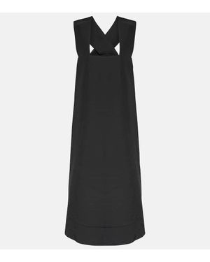 Co. Midikleid Border Aus Faille - Schwarz
