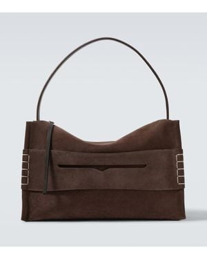 JW Anderson Schultertasche Loafer Large Aus Veloursleder - Braun