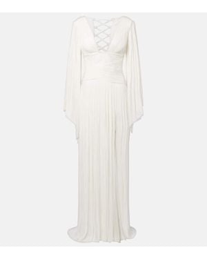 Maria Lucia Hohan Robe Longue Alana B En Soie - Blanc