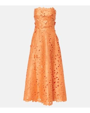 Costarellos Lorina Lace Bustier Dress - Orange