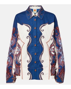 FARM Rio Bedrucktes Hemd Arabesque Scarf Aus Baumwolle - Blau