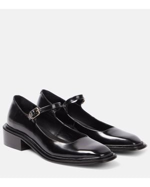 Souliers Martinez Penelope Leather Mary Jane Flats - Black