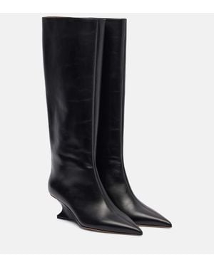 Paris Texas Nina 50 Leather Knee-High Boots - Black